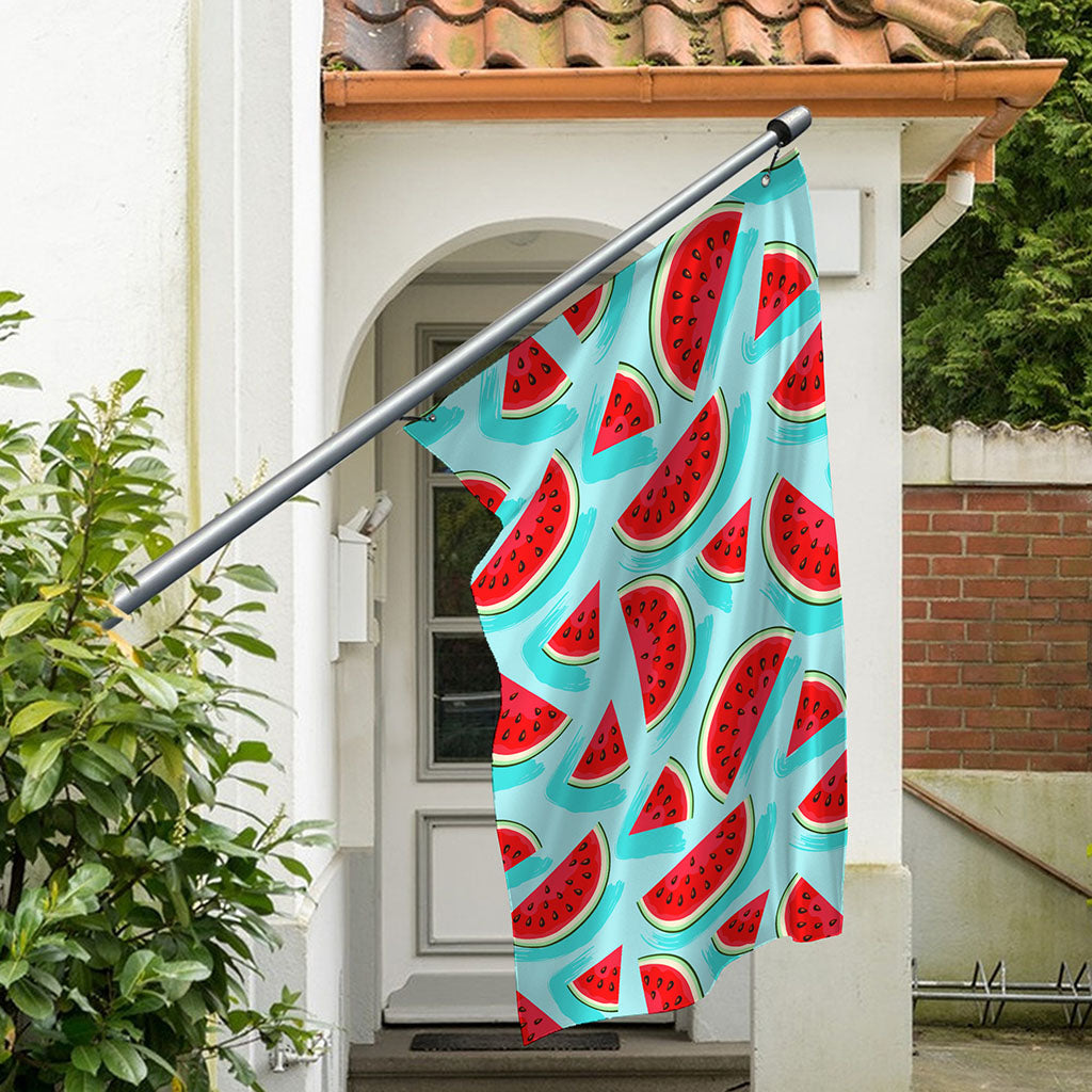 Blue Watermelon Pieces Pattern Print Polyester Flag