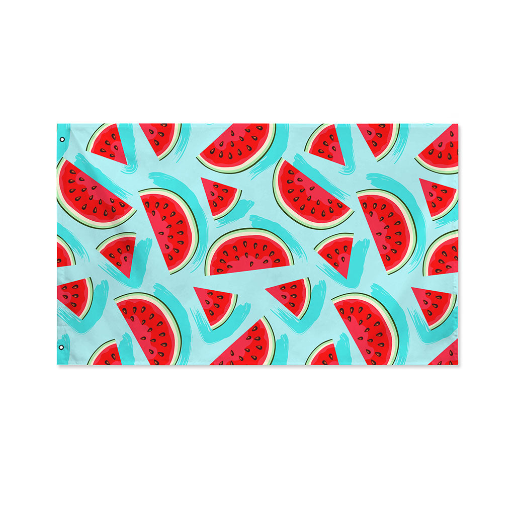 Blue Watermelon Pieces Pattern Print Polyester Flag