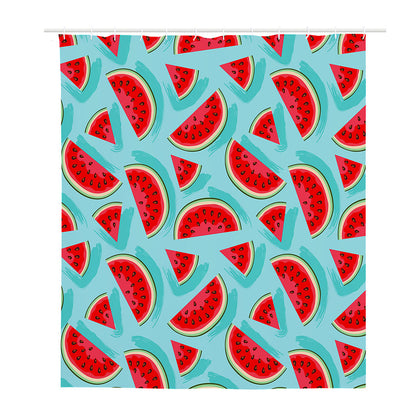 Blue Watermelon Pieces Pattern Print Polyester Shower Curtain