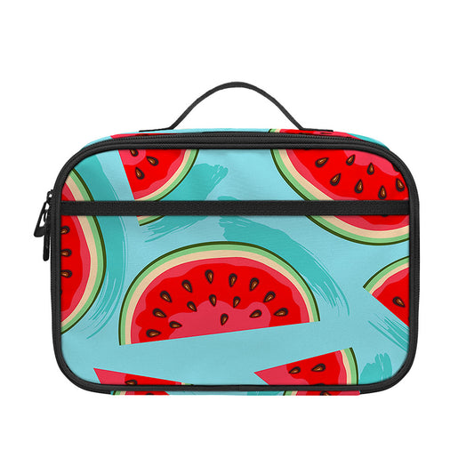 Blue Watermelon Pieces Pattern Print Portable Lunch Bag