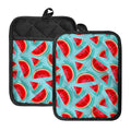 Blue Watermelon Pieces Pattern Print Pot Holders With Pocket