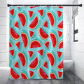 Blue Watermelon Pieces Pattern Print Premium Shower Curtain