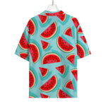 Blue Watermelon Pieces Pattern Print Rayon Hawaiian Shirt