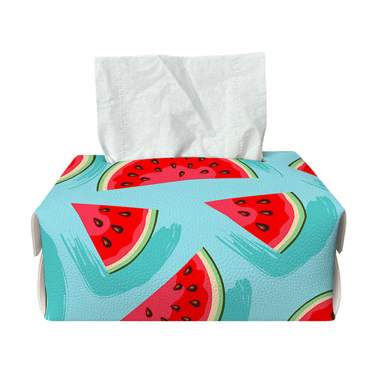 Blue Watermelon Pieces Pattern Print Rectangle Tissue Box Cover