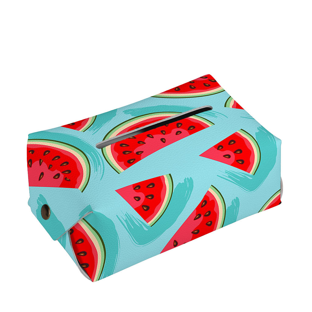 Blue Watermelon Pieces Pattern Print Rectangle Tissue Box Cover