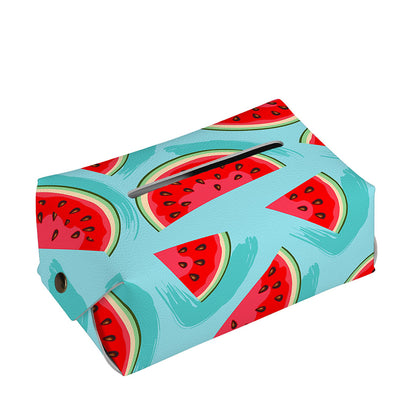 Blue Watermelon Pieces Pattern Print Rectangle Tissue Box Cover