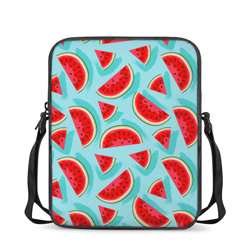 Blue Watermelon Pieces Pattern Print Rectangular Crossbody Bag