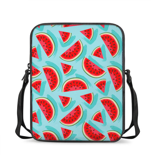 Blue Watermelon Pieces Pattern Print Rectangular Crossbody Bag