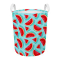 Blue Watermelon Pieces Pattern Print Round Laundry Basket