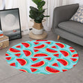 Blue Watermelon Pieces Pattern Print Round Rug