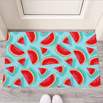 Blue Watermelon Pieces Pattern Print Rubber Doormat