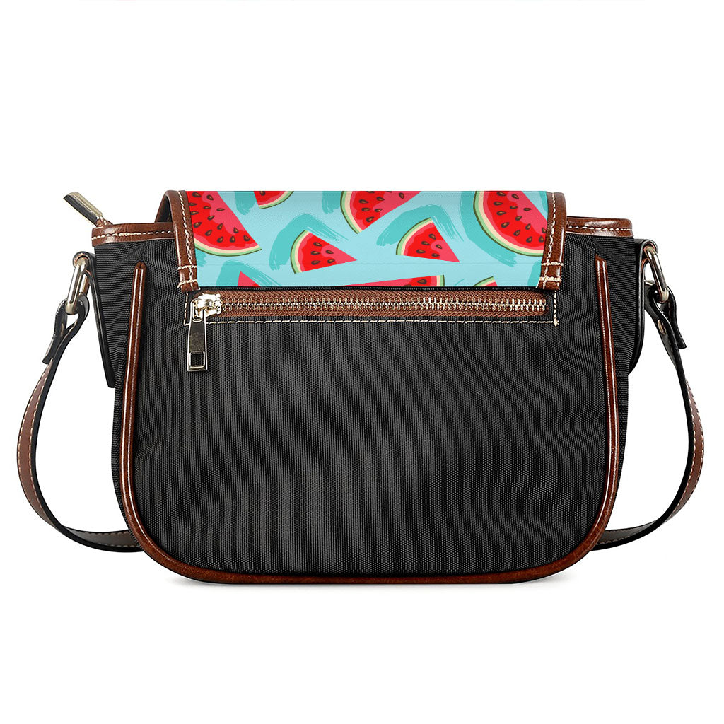 Blue Watermelon Pieces Pattern Print Saddle Bag