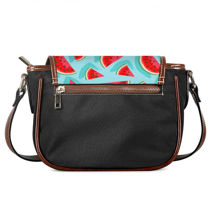 Blue Watermelon Pieces Pattern Print Saddle Bag