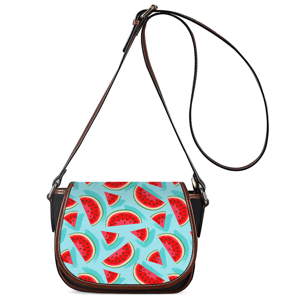 Blue Watermelon Pieces Pattern Print Saddle Bag