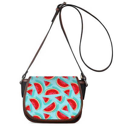 Blue Watermelon Pieces Pattern Print Saddle Bag