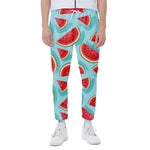 Blue Watermelon Pieces Pattern Print Scuba Joggers