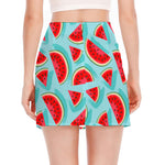 Blue Watermelon Pieces Pattern Print Side Slit Mini Skirt