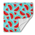 Blue Watermelon Pieces Pattern Print Silk Bandana