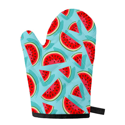 Blue Watermelon Pieces Pattern Print Single Oven Mitt