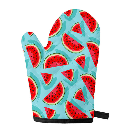 Blue Watermelon Pieces Pattern Print Single Oven Mitt