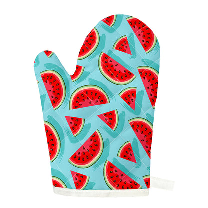 Blue Watermelon Pieces Pattern Print Single Oven Mitt