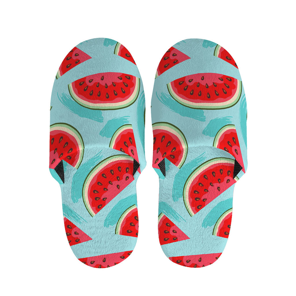 Blue Watermelon Pieces Pattern Print Slippers