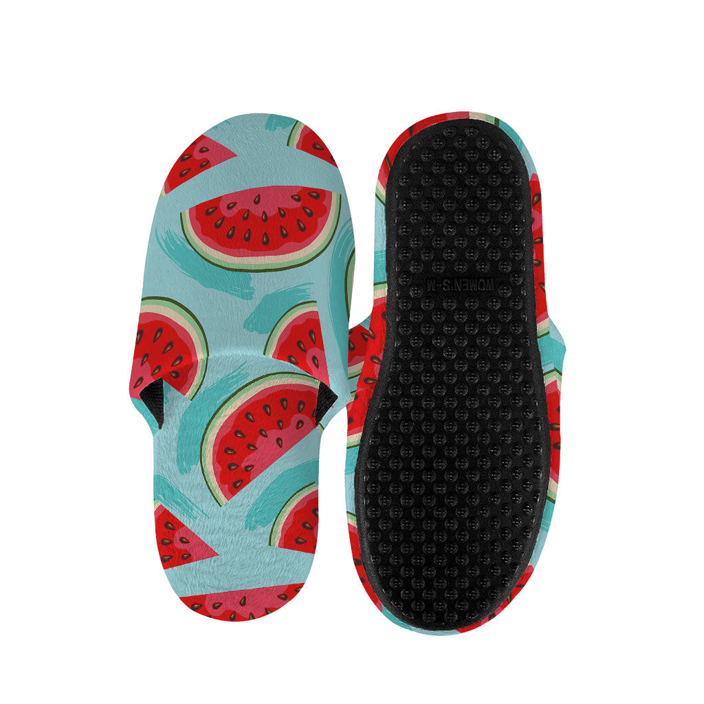 Blue Watermelon Pieces Pattern Print Slippers