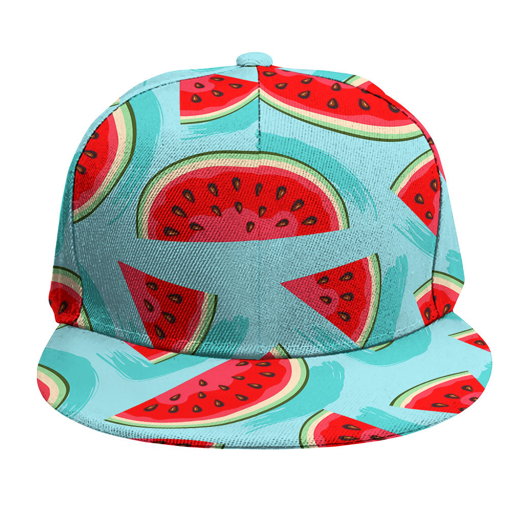 Blue Watermelon Pieces Pattern Print Snapback Cap