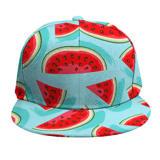 Blue Watermelon Pieces Pattern Print Snapback Cap