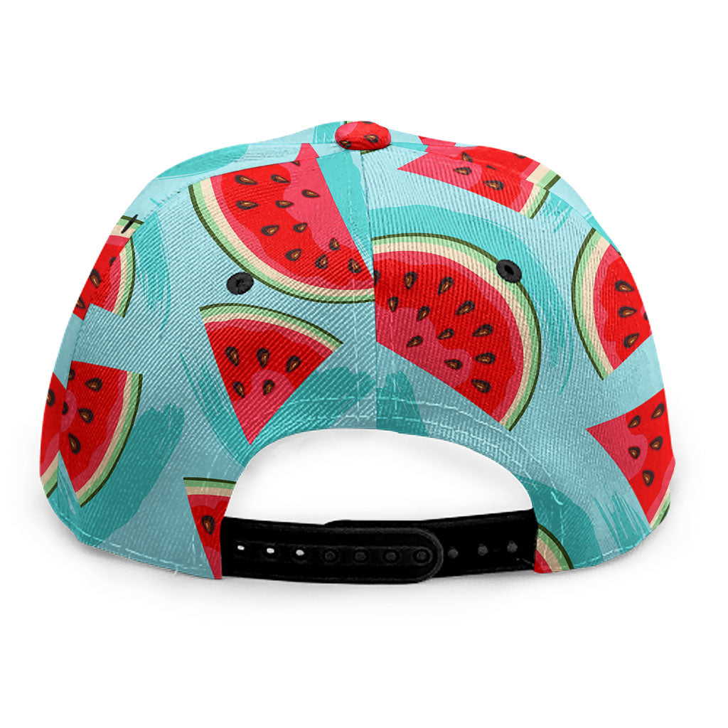 Blue Watermelon Pieces Pattern Print Snapback Cap