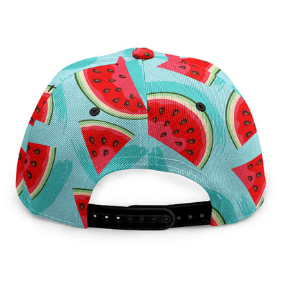 Blue Watermelon Pieces Pattern Print Snapback Cap