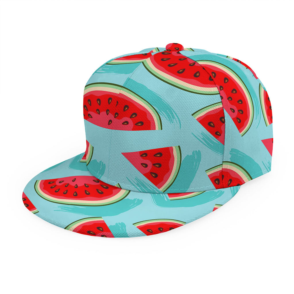 Blue Watermelon Pieces Pattern Print Snapback Cap