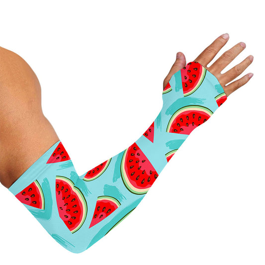 Blue Watermelon Pieces Pattern Print Sun Protection Arm Sleeves