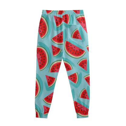 Blue Watermelon Pieces Pattern Print Sweatpants
