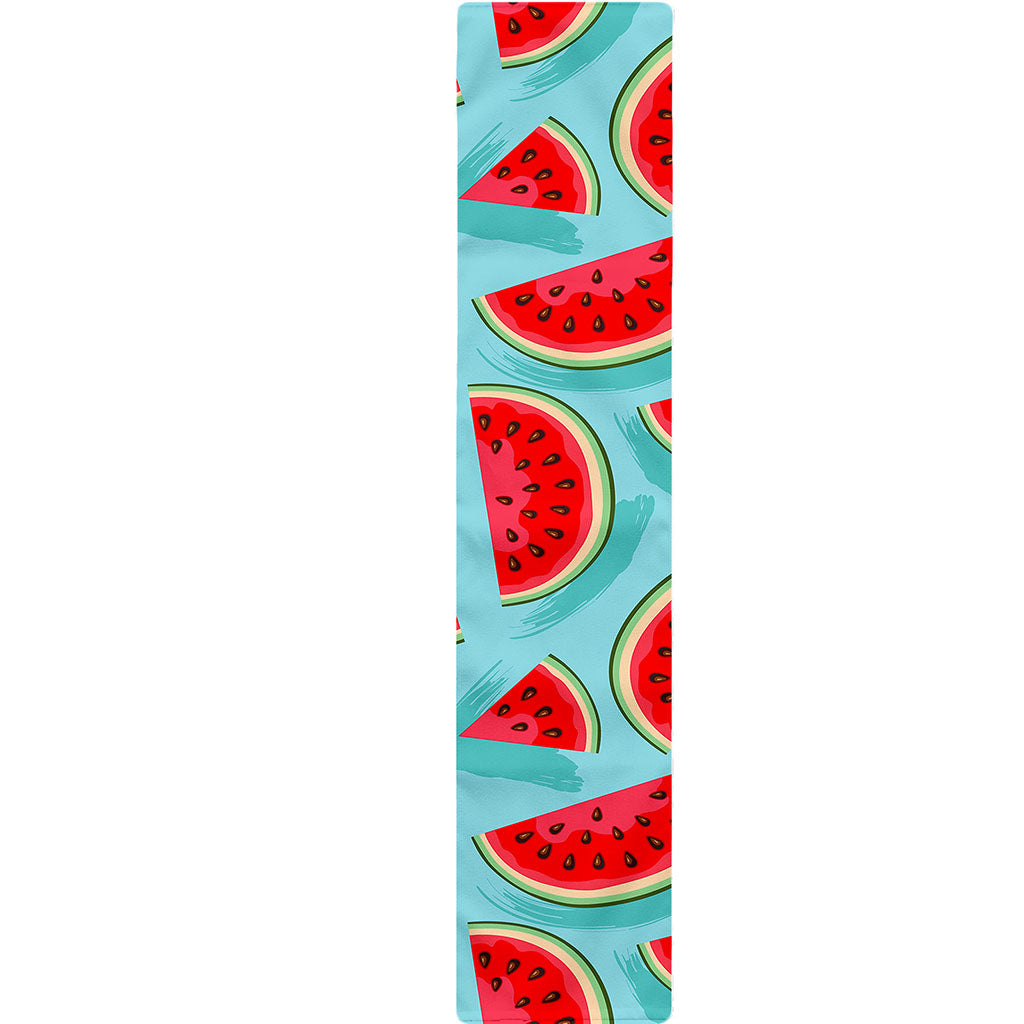 Blue Watermelon Pieces Pattern Print Table Runner