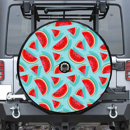 Blue Watermelon Pieces Pattern Print Tire Cover With Camera Hole