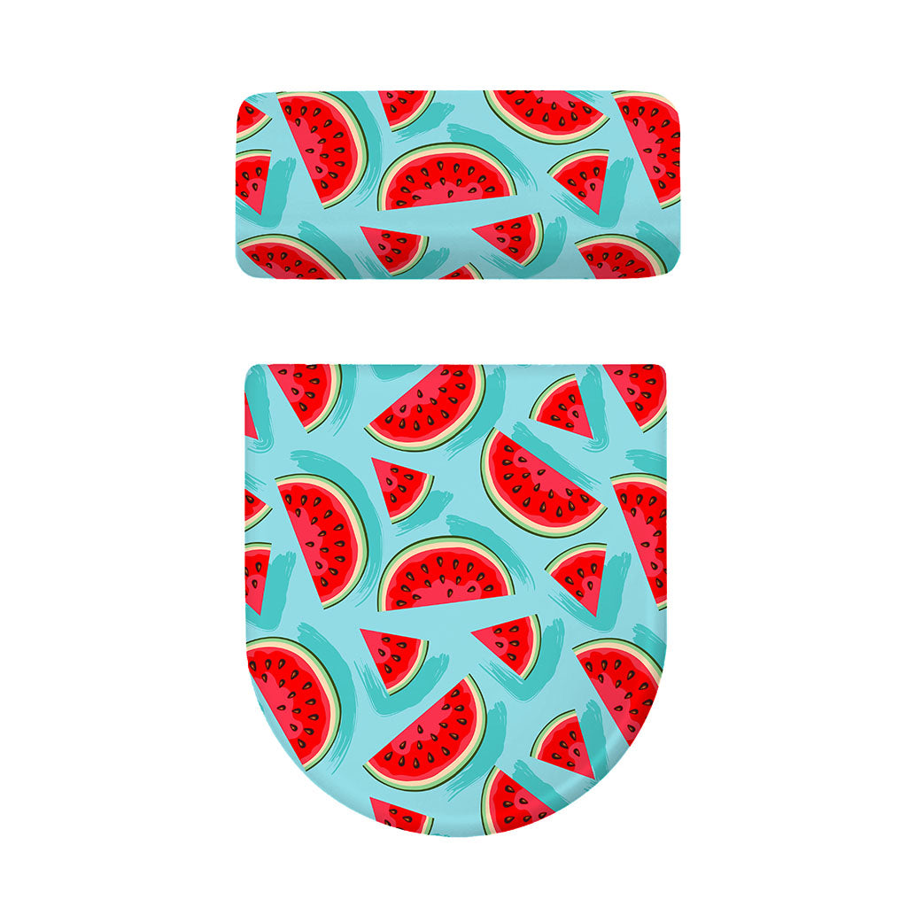 Blue Watermelon Pieces Pattern Print Toilet Lid And Tank Cover Set