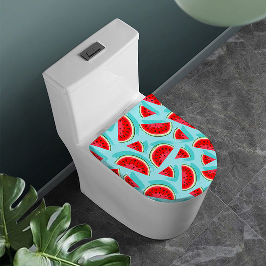 Blue Watermelon Pieces Pattern Print Toilet Lid Cover