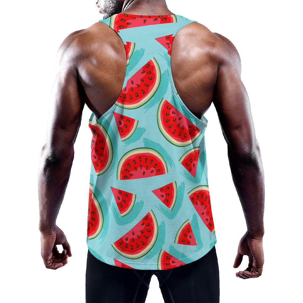 Blue Watermelon Pieces Pattern Print Training Tank Top