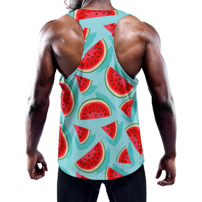 Blue Watermelon Pieces Pattern Print Training Tank Top