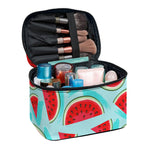 Blue Watermelon Pieces Pattern Print Travel Makeup Bag