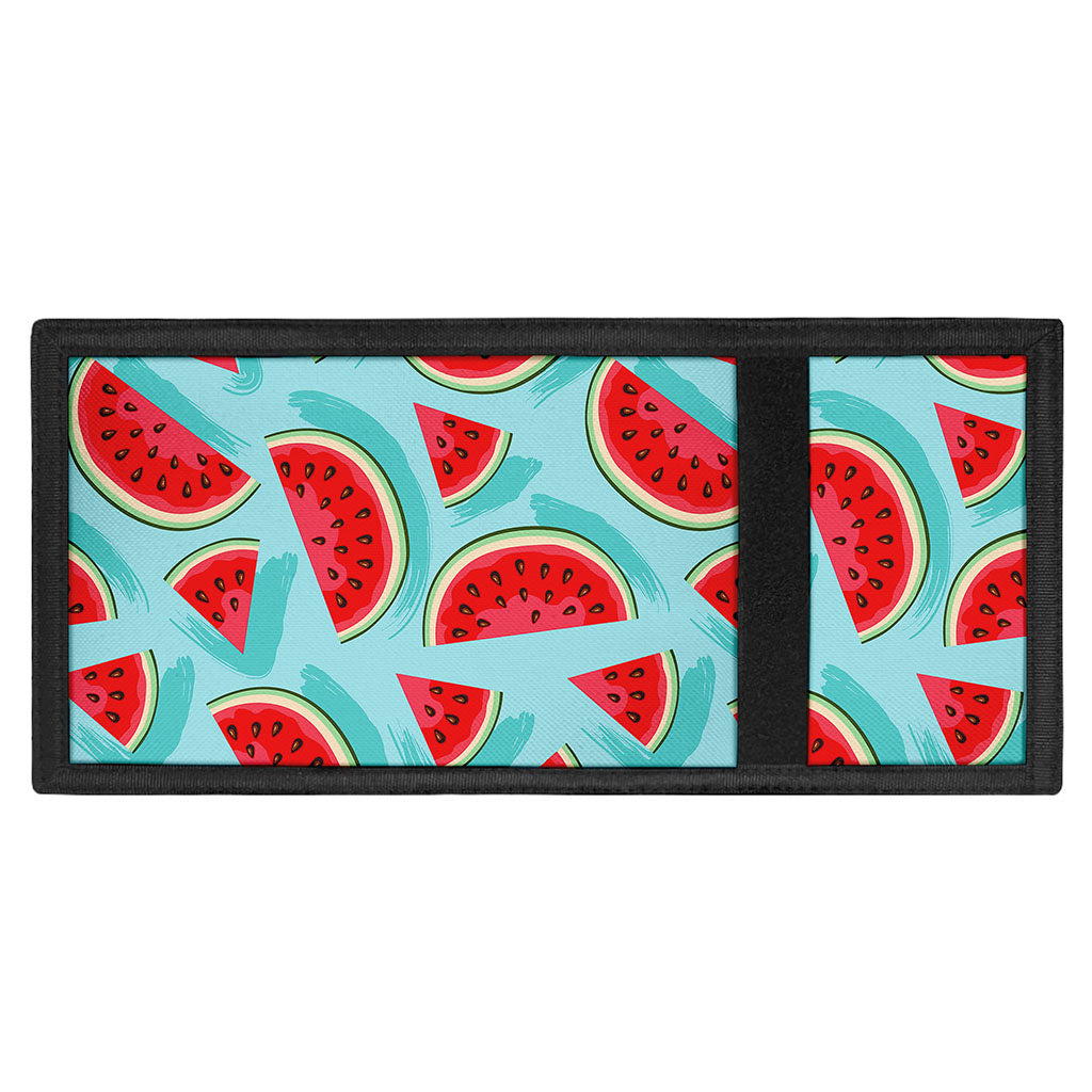 Blue Watermelon Pieces Pattern Print Trifold Wallet