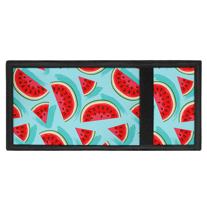 Blue Watermelon Pieces Pattern Print Trifold Wallet