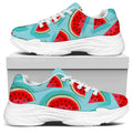 Blue Watermelon Pieces Pattern Print White Chunky Shoes