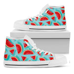 Blue Watermelon Pieces Pattern Print White High Top Sneakers