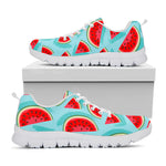 Blue Watermelon Pieces Pattern Print White Running Shoes