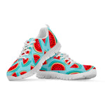 Blue Watermelon Pieces Pattern Print White Running Shoes