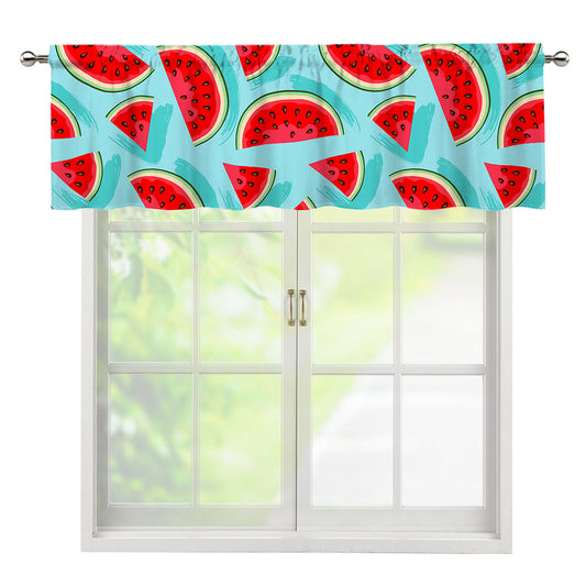 Blue Watermelon Pieces Pattern Print Window Valance