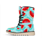 Blue Watermelon Pieces Pattern Print Winter Boots