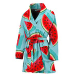 Blue Watermelon Pieces Pattern Print Women's Bathrobe